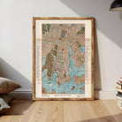 The image is a framed vintage map of Sydney, Australia, depicting the city's streets and landmarks.