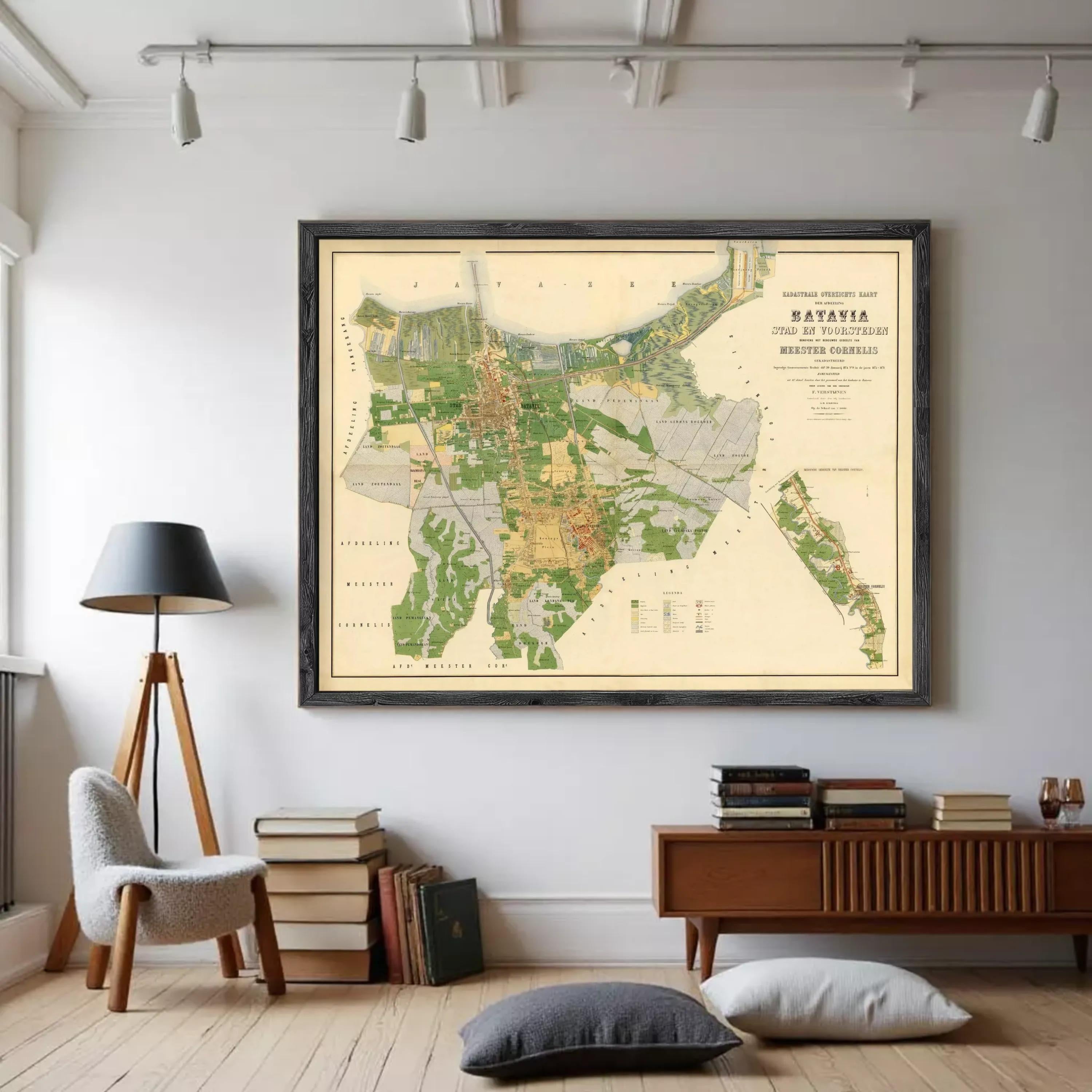 The image is a framed map of Batavia, Czech Republic, dated 1872.