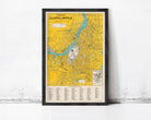 The image is a framed map of Calcutta, India, showing the city's streets, rivers, and other geographical features.