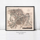 The image is a framed vintage map of St. Petersburg, Russia, depicting the city's layout and surrounding areas.