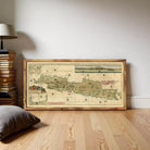 The image is a framed antique map of the Indonesian archipelago, which is a collection of islands located in the Indian Ocean.