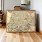 A framed map of Brooklyn, New York, with a vintage style and detailed street layout.
