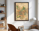 The image is a framed vintage map of Moscow, Russia, depicting the city's layout and surrounding areas.