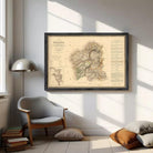 The image is a framed vintage map of the Galicia region, which is a part of the Iberian Peninsula.