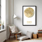 A framed map of Miami, Florida, with the city's location and surrounding area depicted.