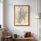 The image is a framed map of Cairo, Egypt, showing the city's streets, landmarks, and surrounding areas.