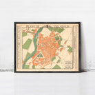 The image is a framed vintage map of Vallodol, showing the layout of the city and surrounding areas.