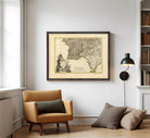 The image is a framed antique map of the Iberian Peninsula, which includes Spain, Portugal, and Portugal's neighboring countries.