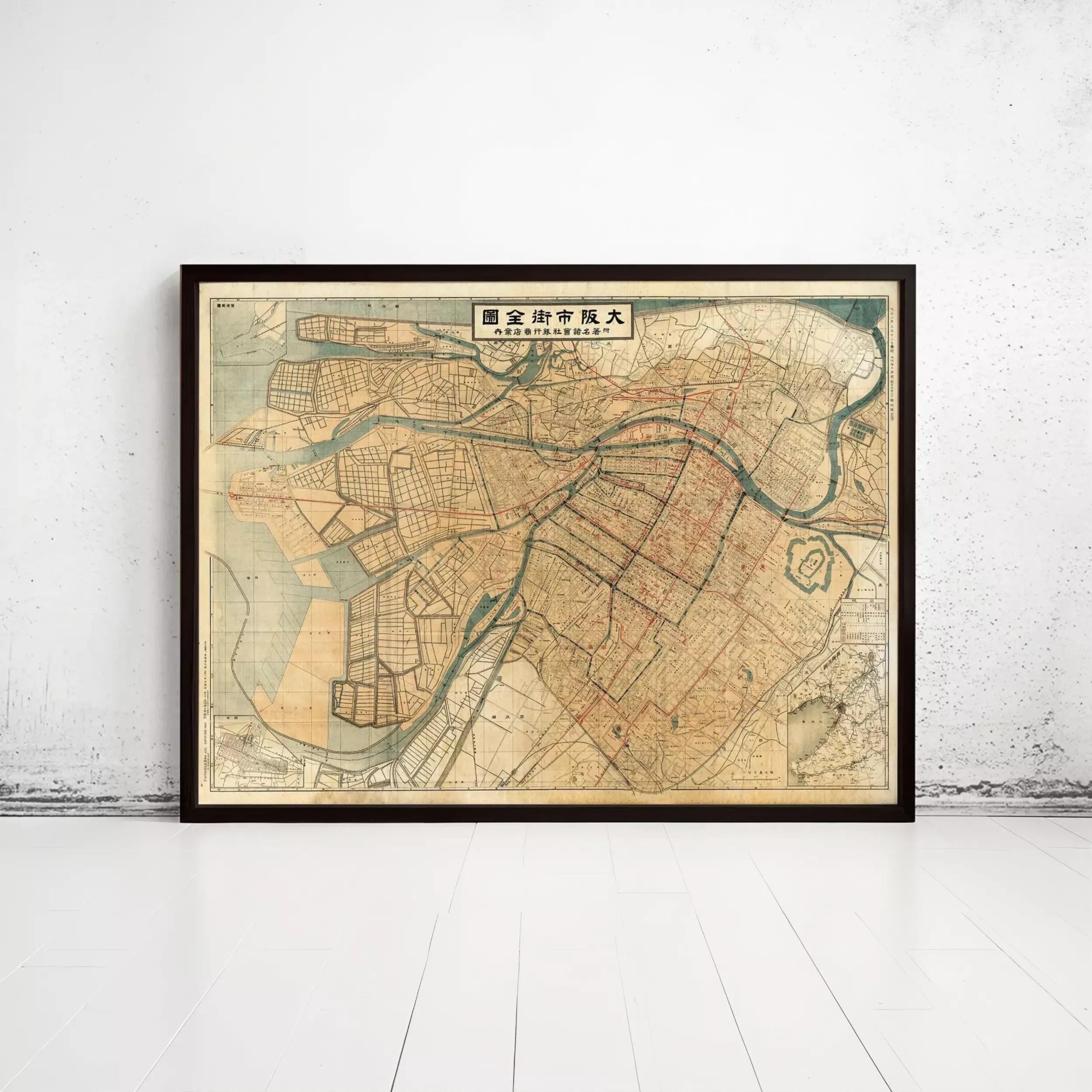 Old Map of Osaka Japan 1913 Vintage Map – Vintage Maps & Prints