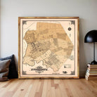 The image is a framed map of Philadelphia, Pennsylvania, showing the city's layout and streets.