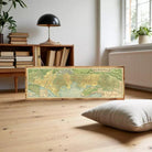 A framed map of a city or region, with a wooden frame and a vintage or antique appearance.