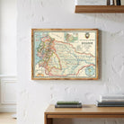 The image is a framed vintage map of Ecuador, showing the country's geographical layout and surrounding areas.