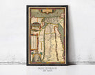 The image is a framed antique map of the Middle East and North Africa, featuring detailed geographical information and labels.