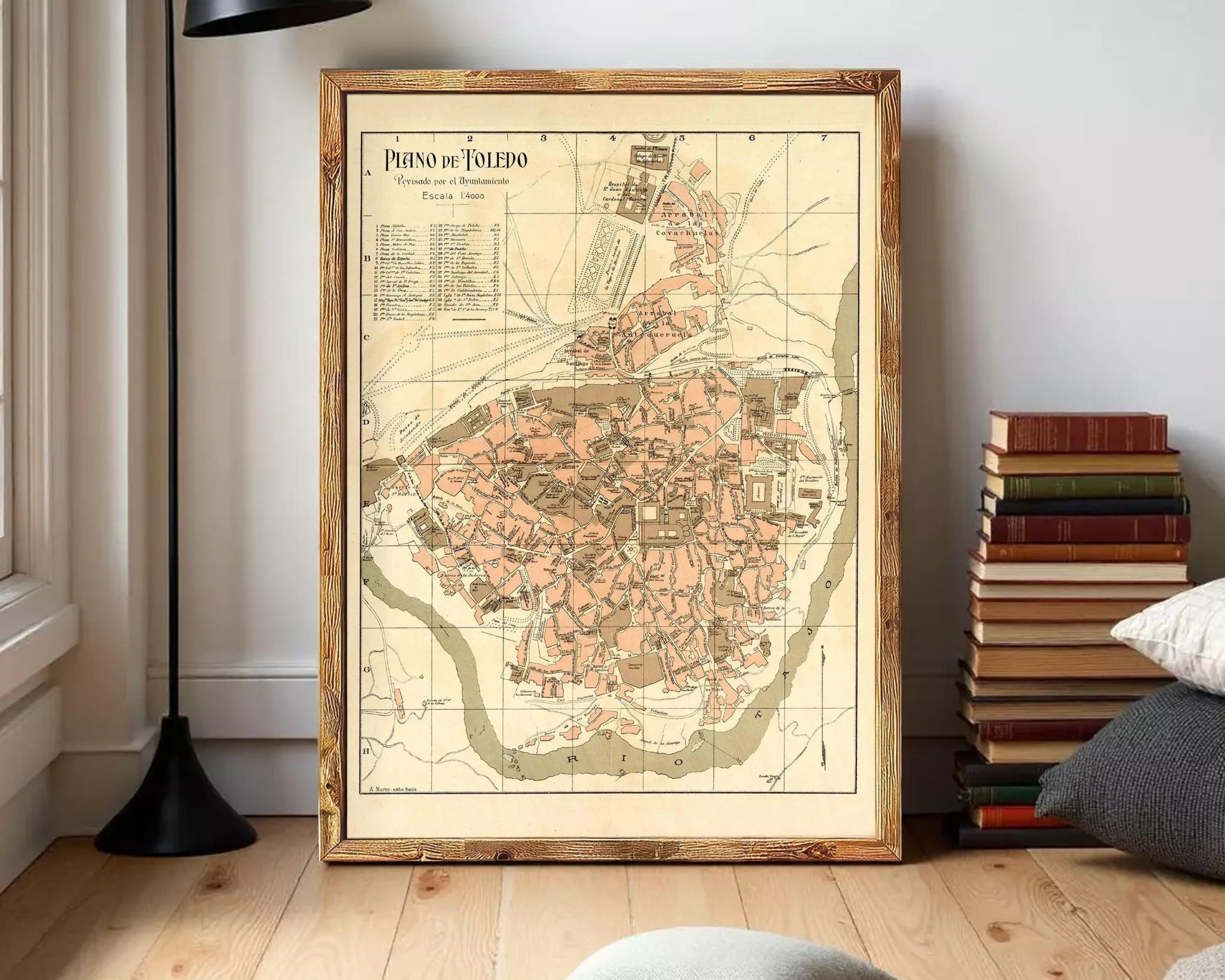 The image is a framed map of the city of Florence, Italy, depicting the layout and surrounding areas.