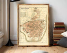 The image is a framed map of the city of Florence, Italy, depicting the layout and surrounding areas.