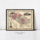 The image is a framed vintage map of Washington, D.C.