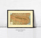 The image is a framed vintage map of a region, possibly a country or region, displayed on a wall.