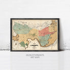 The image is a framed vintage map of Cambridge, Massachusetts, with various colored sections representing different neighborhoods and streets.