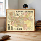 The image is a framed vintage map of the Pittsburgh area, showing the locations of various gas and oil refineries and facilities.
