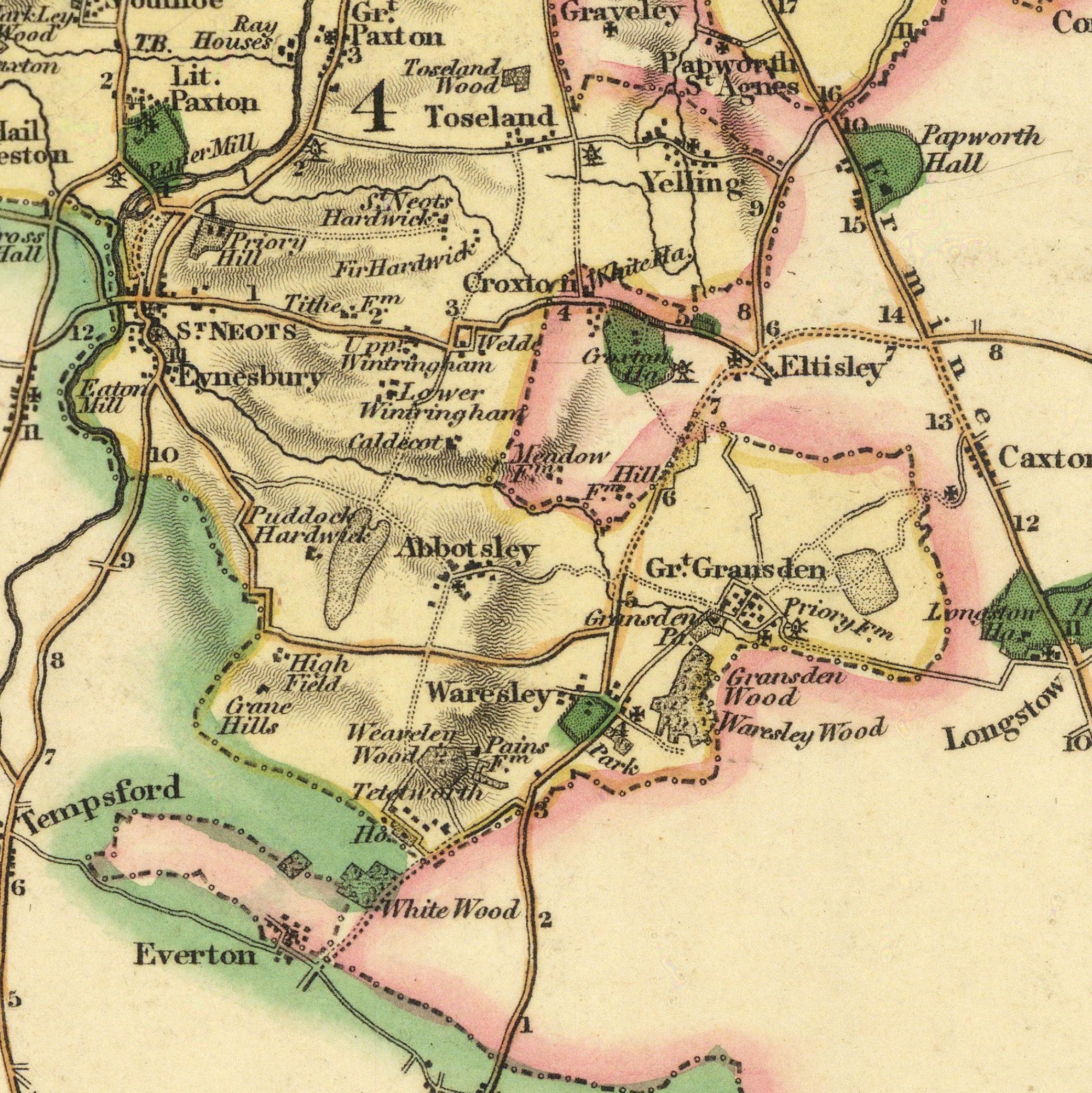 The image is a detailed map of a region, showing various towns, roads, and landmarks.
