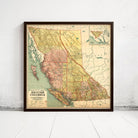 The image is a framed vintage map of British Columbia, Canada.