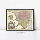 The image is a framed vintage map of Europe, depicting the Holy Roman Empire and surrounding areas.