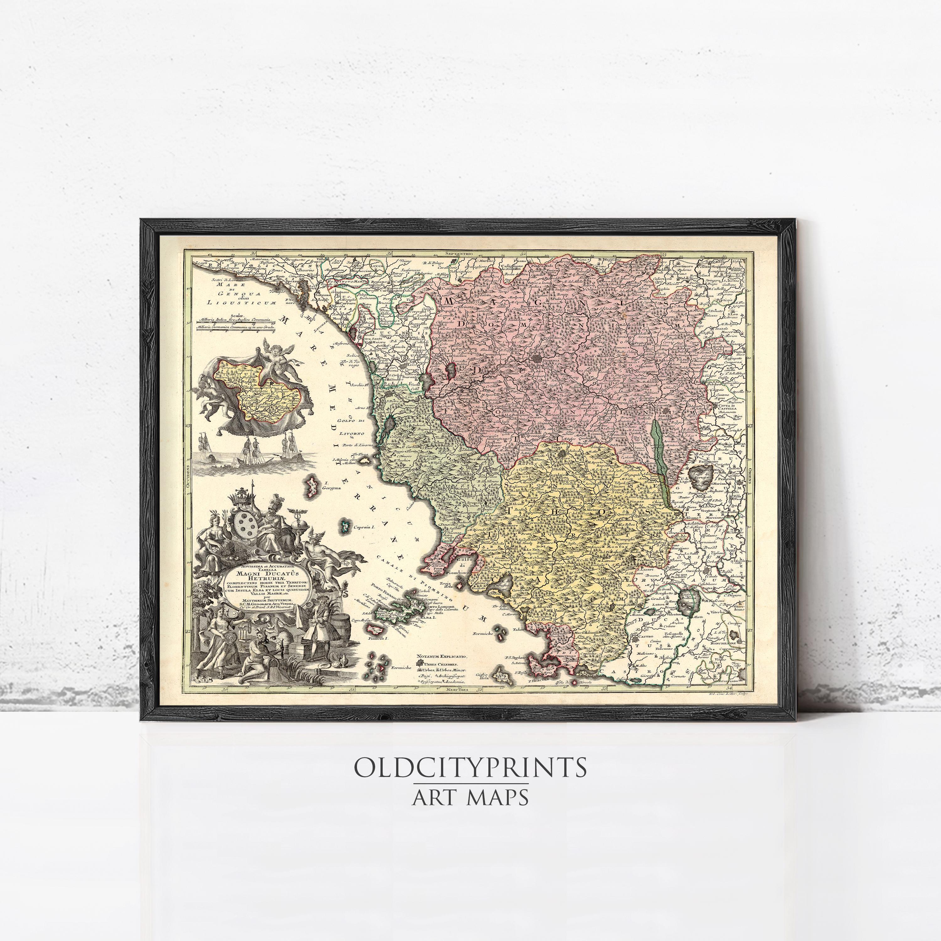 The image is a framed vintage map of Europe, depicting the Holy Roman Empire and surrounding areas.