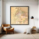 The image is a framed vintage map of the town of Portland, Oregon, showing the layout of the streets, landmarks, and surrounding areas.