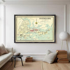 The image is a framed vintage map of the area surrounding the town of Hunters Hill, which is located in Sydney, Australia.