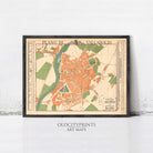 The image is a framed vintage map of Vallodol, showing the layout of the city and surrounding areas.