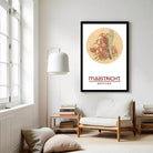 The image is a framed poster or print featuring a map of Maastricht, Netherlands.