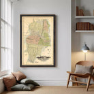 The image is a framed map of Jersey City, New Jersey, depicting the city's layout and surrounding areas.
