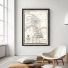 The image is a framed vintage map of Khakau, a city in the Czech Republic.