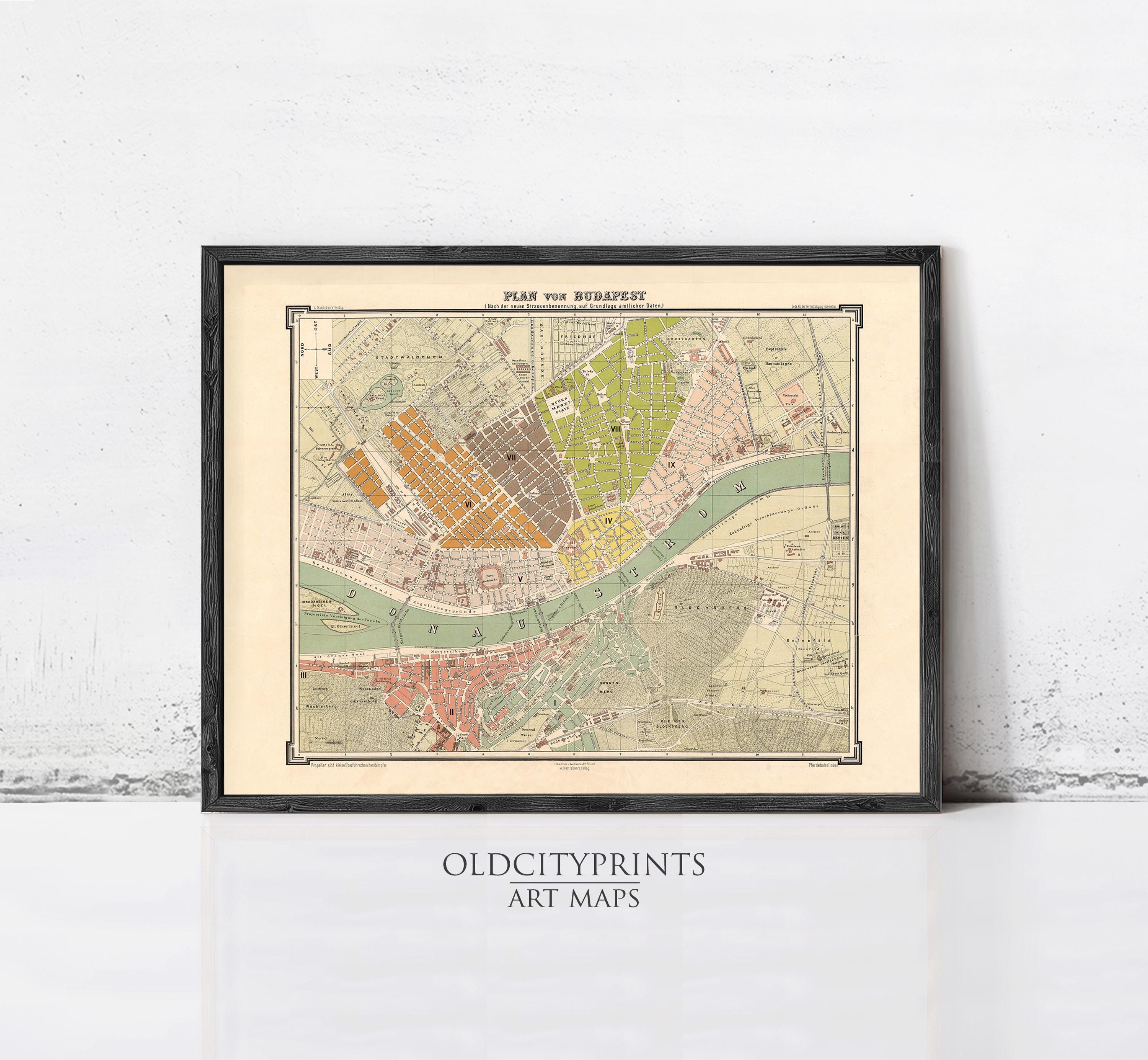 The image is a framed vintage map of Berlin, Germany, depicting the city's streets and landmarks.